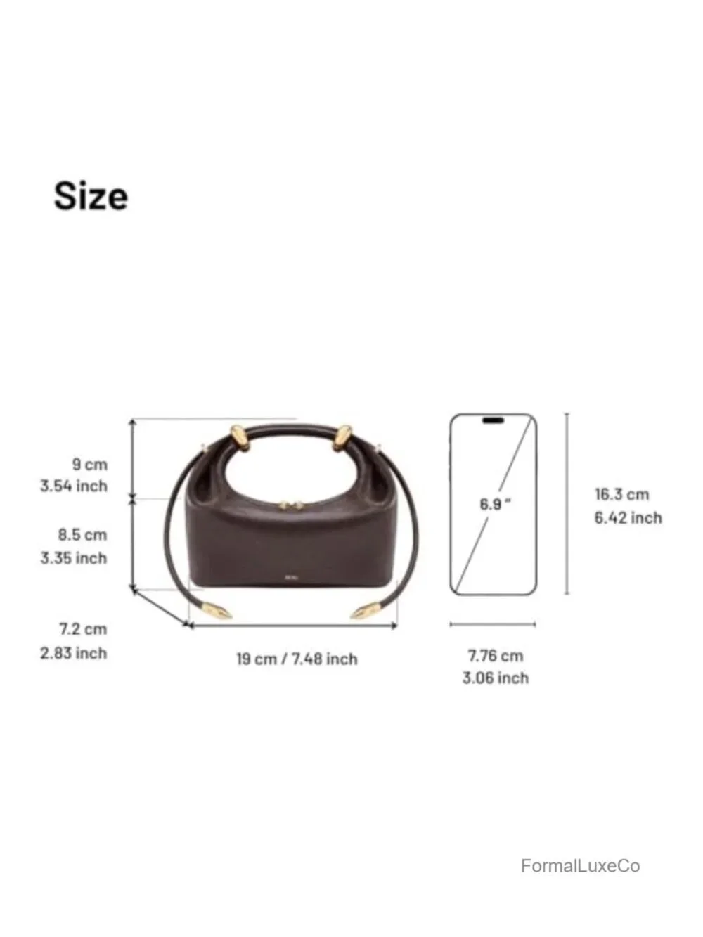 Vegan Leather Top Handle Bag with Gold Hardware, Crossbody Strap, Fits iPhone